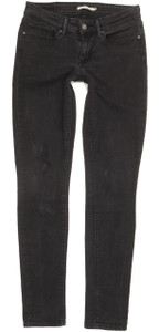 Levi's 711 Women Black Skinny Slim Stretch Jeans W28 L31 (97458)