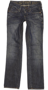 G-Star Women Blue Straight Slim Stretch Jeans W24 L29 (102040)