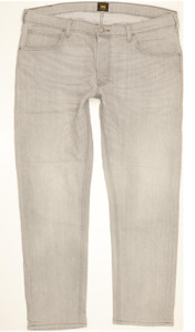 Lee Daren Men Grey Straight Slim Stretch Jeans W38 L31 (103811)