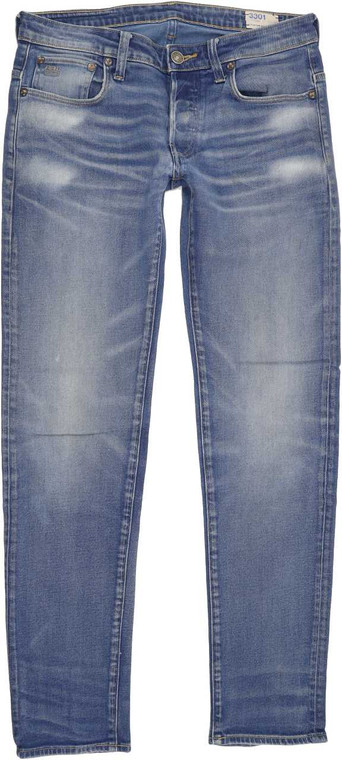 G-Star 3301 Low Men Blue Tapered Slim Stretch Jeans W30 L31 (85356)