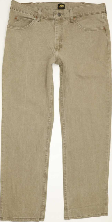 Lee Men Beige Straight Regular Stretch Jeans W34 L30 (85342)