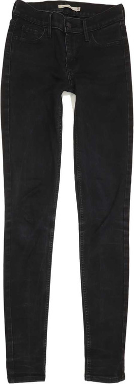 Levi's 710 Super Women Black Skinny Slim Stretch Jeans W26 L32 (88887)