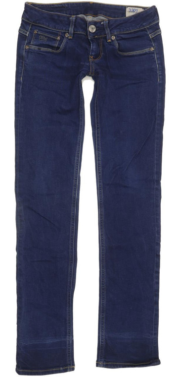 G-Star 3301 Women Blue Straight Slim Stretch Jeans W26 L30 (93817)