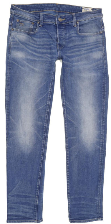 G-Star 3301 Low Men Blue Tapered Slim Stretch Jeans W31 L30 (94299)