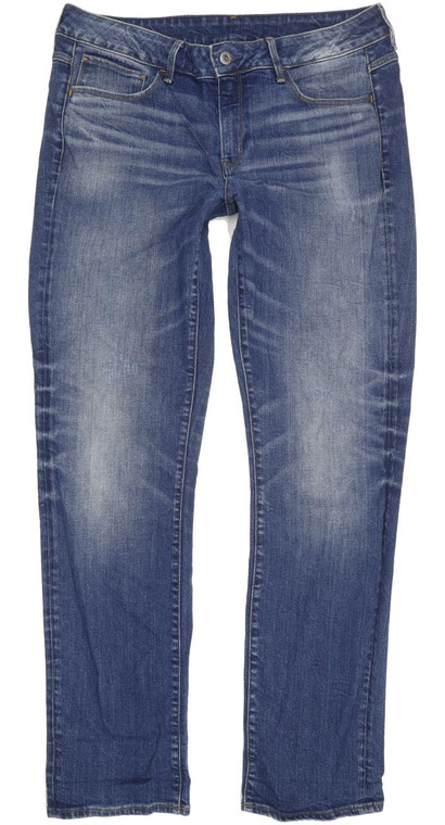 G-Star 3301 Deconst Mid Women Blue Straight Slim Stretch Jeans W34 L32 (94930)