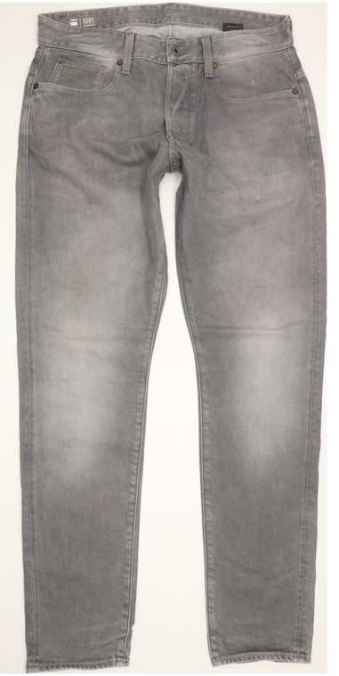 G-Star 3301 Men Grey Tapered Slim Jeans W34 L33 (94886)