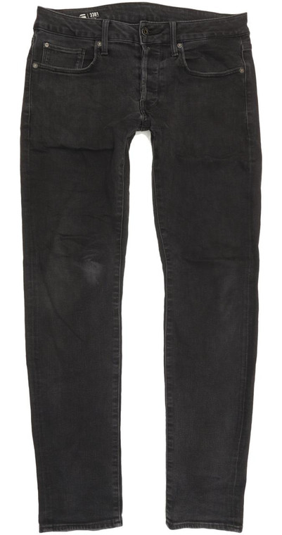 G-Star 3301 Men Black Straight Slim Stretch Jeans W29 L31 (94601)