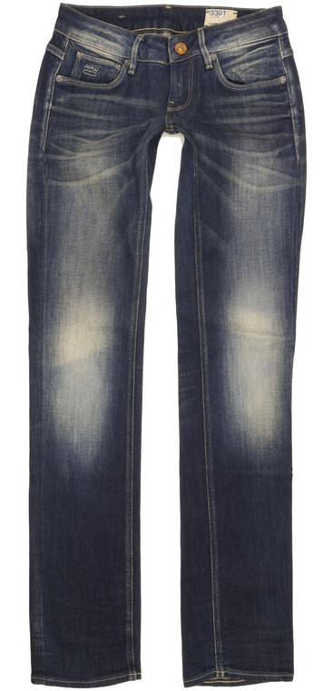 G-Star 3301 Women Blue Straight Slim Stretch Jeans W26 L34 (100692)