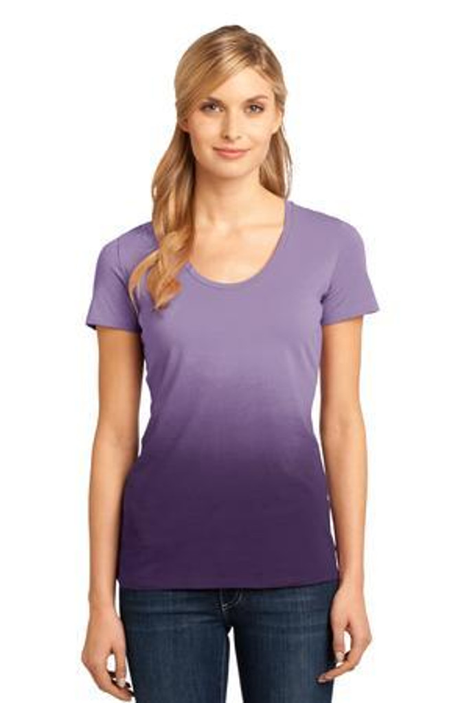 Ladies Dip Dye Rounded Deep V-Neck Tee