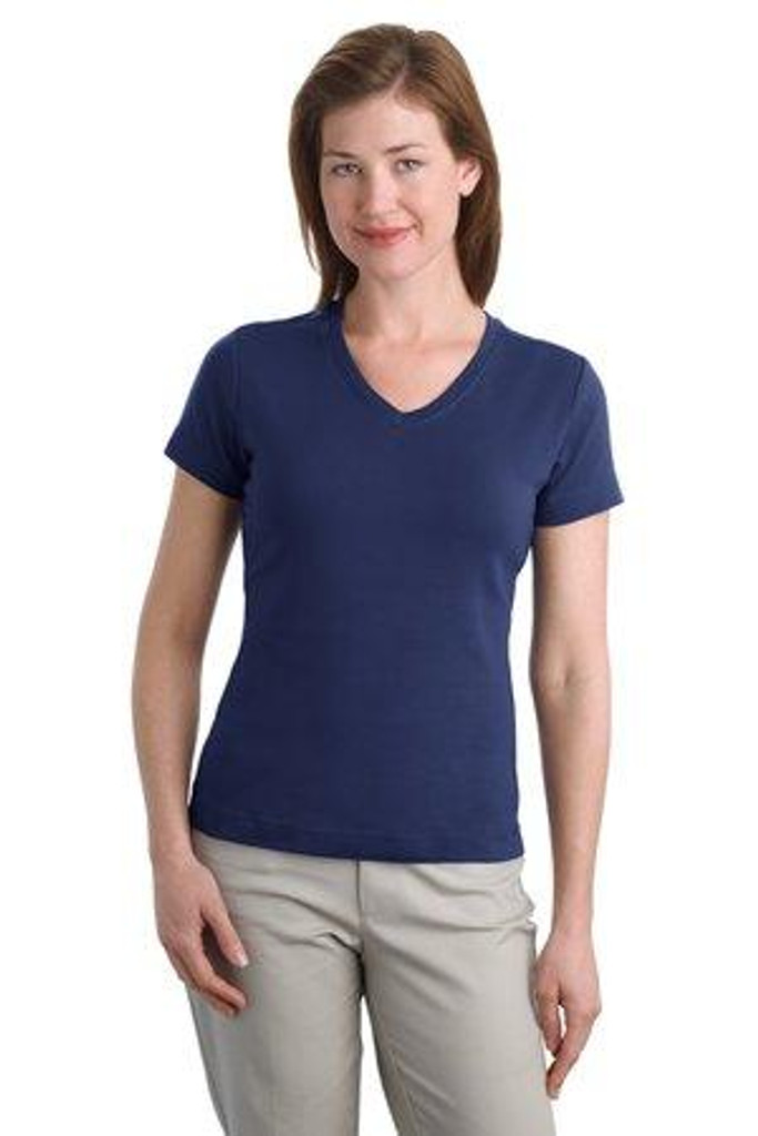 Ladies Modern Stretch Cotton V-Neck Shirt