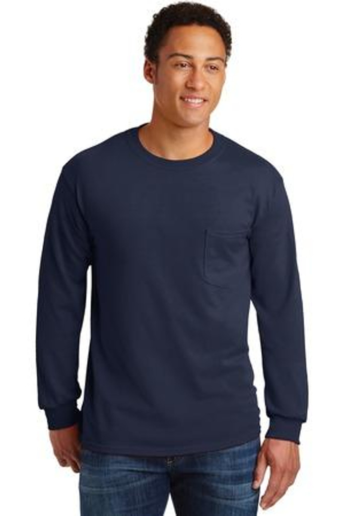 Ultra Cotton 100% Cotton Long Sleeve T-Shirt with Pocket