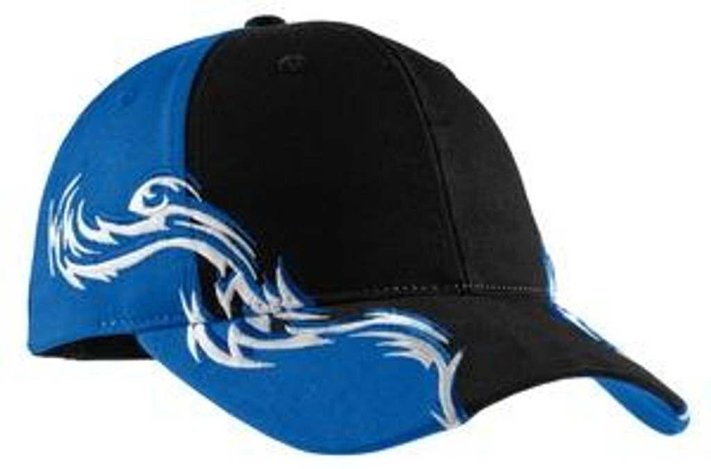 Colorblock Racing Cap with Flames