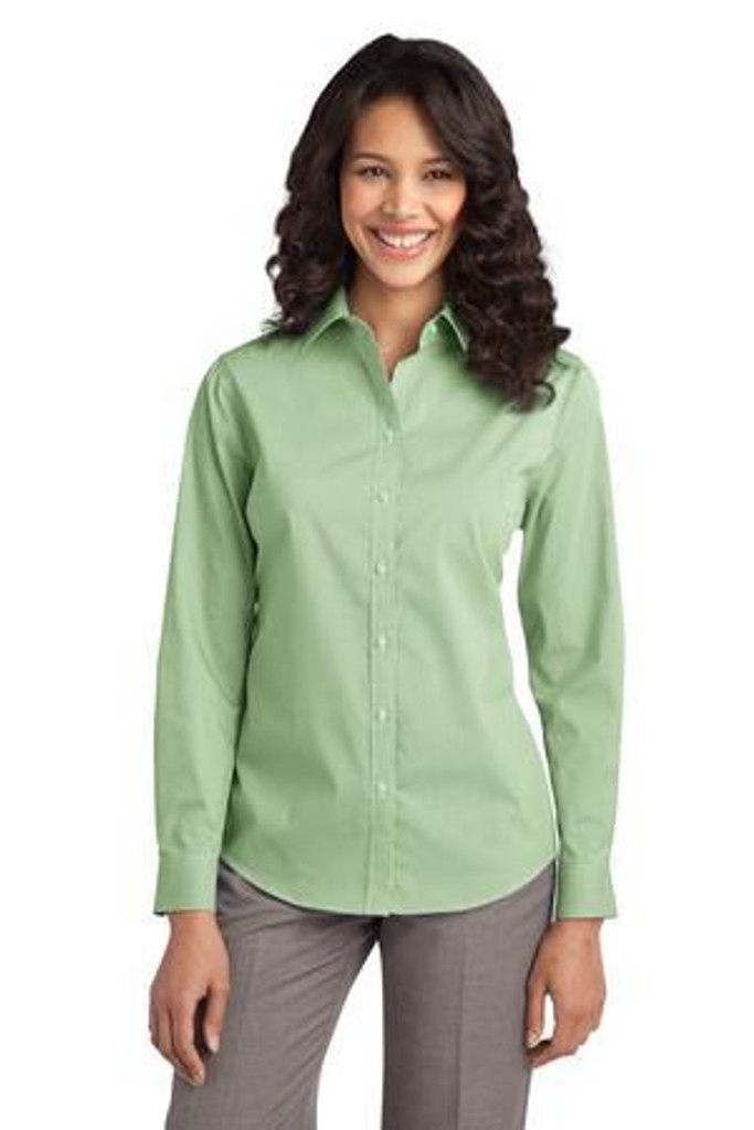 Ladies Fine Stripe Stretch Poplin Shirt