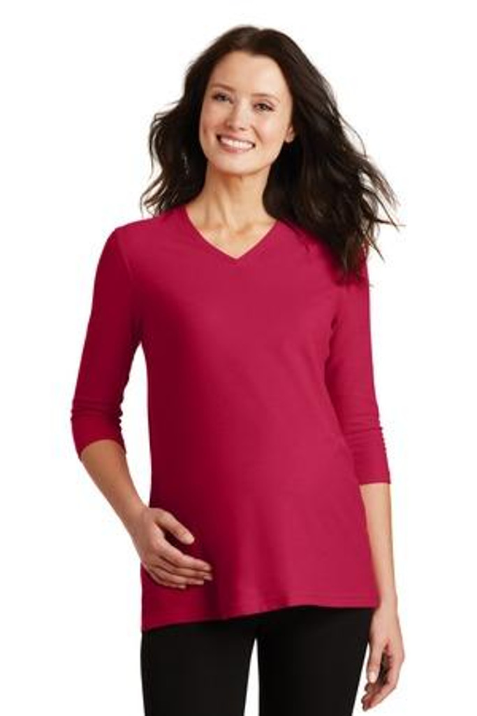 Ladies Silk Touch Maternity 3/4-Sleeve V-Neck Shirt