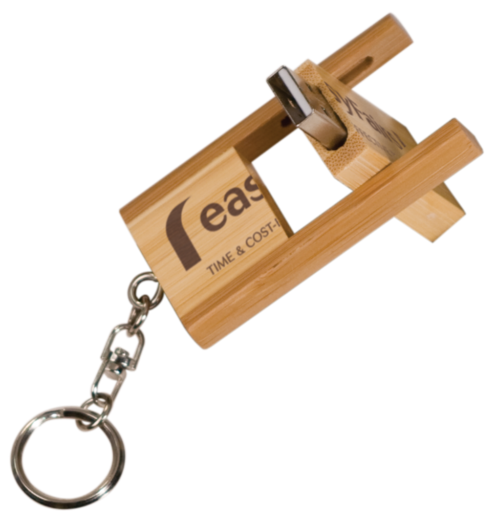 GB Genuine Bamboo Square Flip Style USB Flash Dr/Keychain