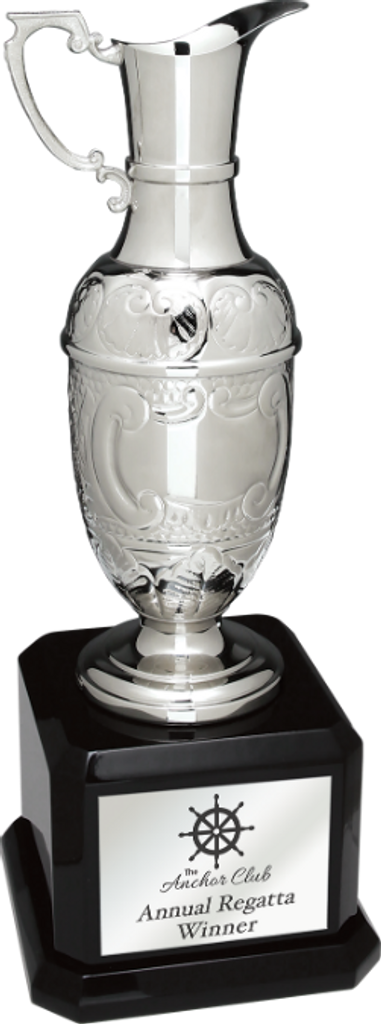 Swatkins Silver Hand-Crafted Claret Jug on Black Royal Base