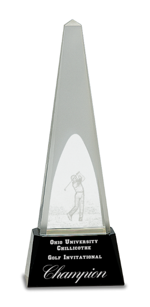 Crystal 3D Golf Spire on a Black Crystal Base