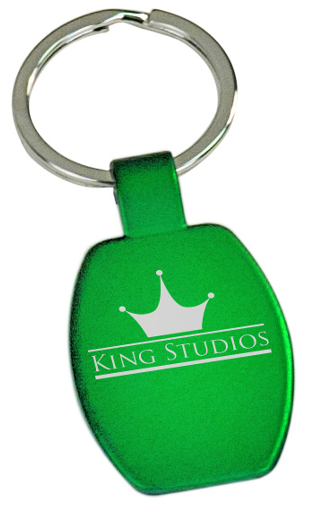 Green Rectangular Metal Keychain