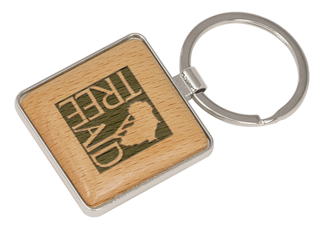 Silver & Wood Square Keychain