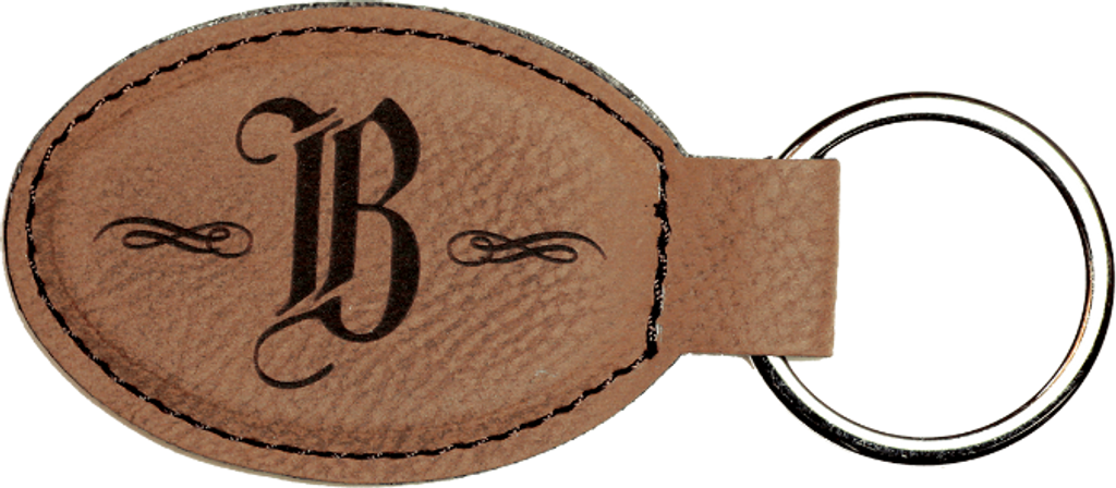 Dark Brown Leatherette Oval Keychain