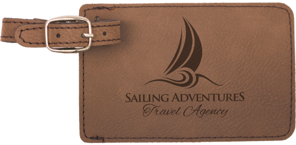 Dark Brown Leatherette Luggage Tag