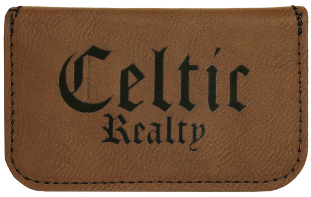 Dark Brown Leatherette Business Car Holder