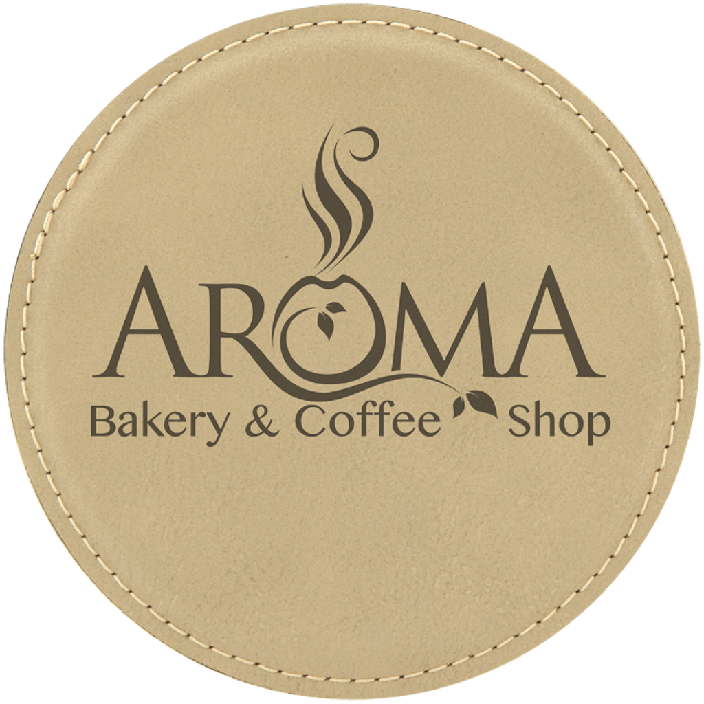 Light Brown Round Leatherette Coaster