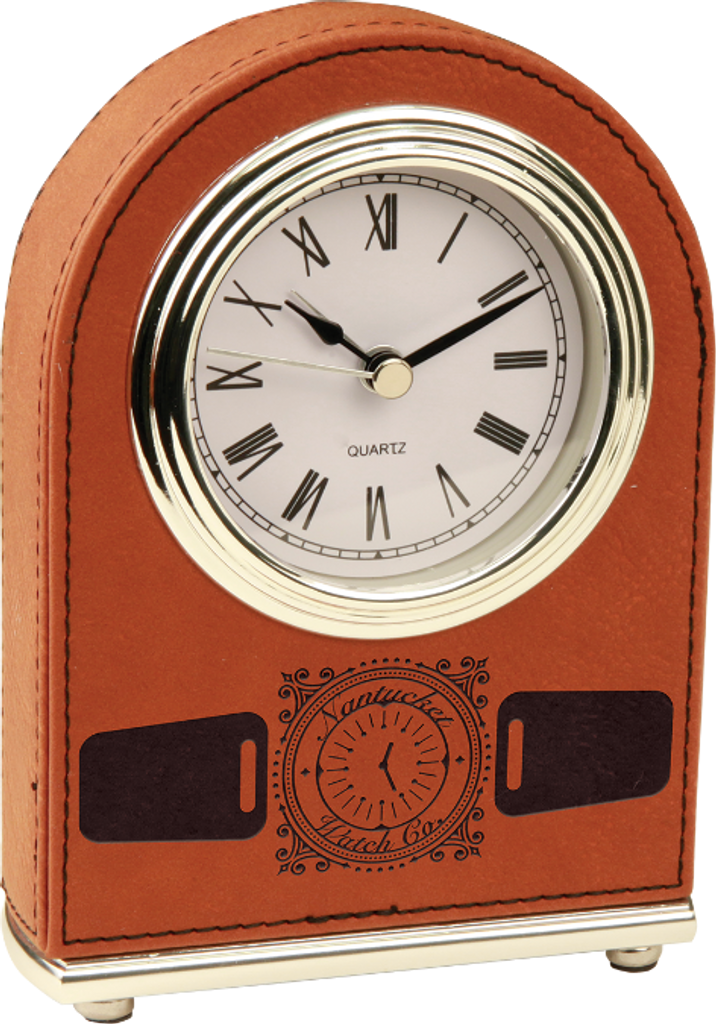 Rawhide Leatherette Arch Desk Clock