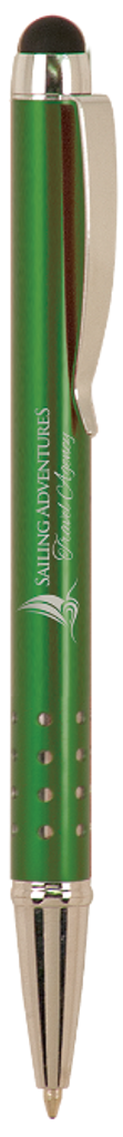 Gloss Green Ballpoint Pen with Stylus & Silver Trim