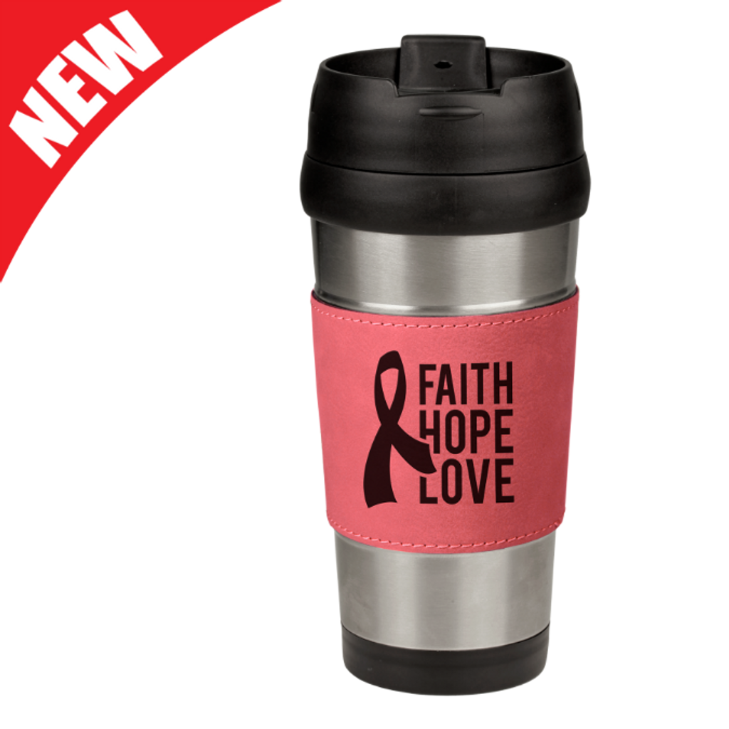 Pink Leatherette Stainless Steel Travel Mug