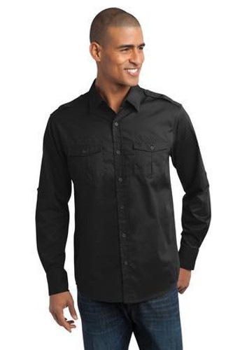 Stain-Release Roll Sleeve Twill Shirt