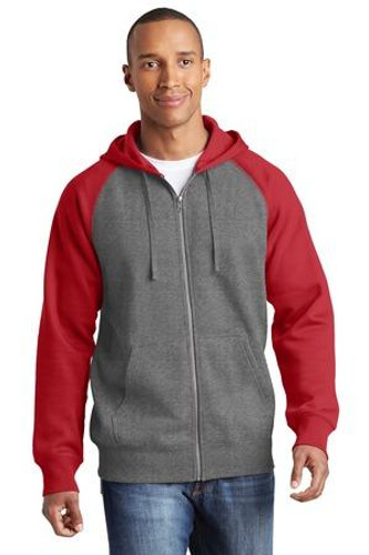 Raglan Colorblock Full-Zip Hooded Fleece Jacket