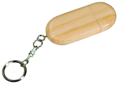 GB Rounded Bamboo USB Flash Drive with Keychain