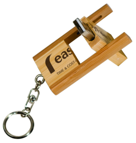 GB Flip-Style Bamboo USB Flash Drive with Keychain