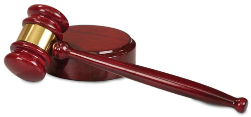 Rosewood Piano Finish Gavel with Brass Band & Sounding Block