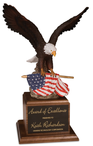 Hand Painted Eagle on a Genuine Walnut Base