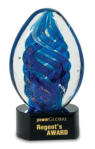 Blue Oval Swirl Art Glass
