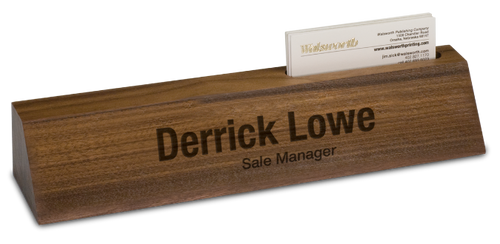 Genuine Walnut Desk Wedge with Business Card Holder