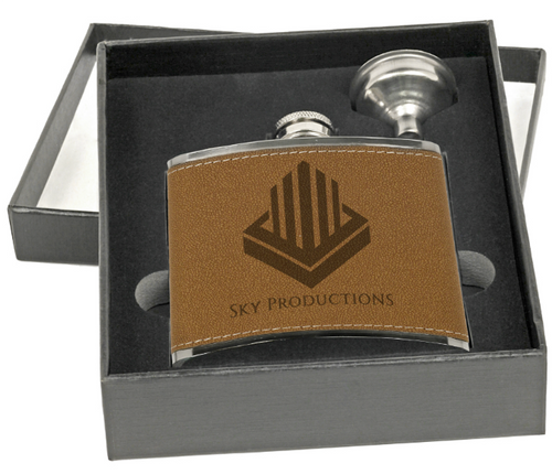 Leather Flask with Funnel Gift Set