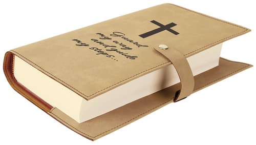 Light Brown Leatherette Book/Bible Cover with Snap Closure