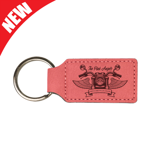 Pink Leatherette Rectangle Keychain