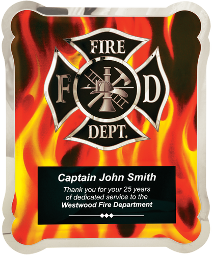 Firefighter HERO Plaque with Vertical Flames