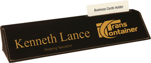 Black Leatherette Desk Wedge with Business Card Holder