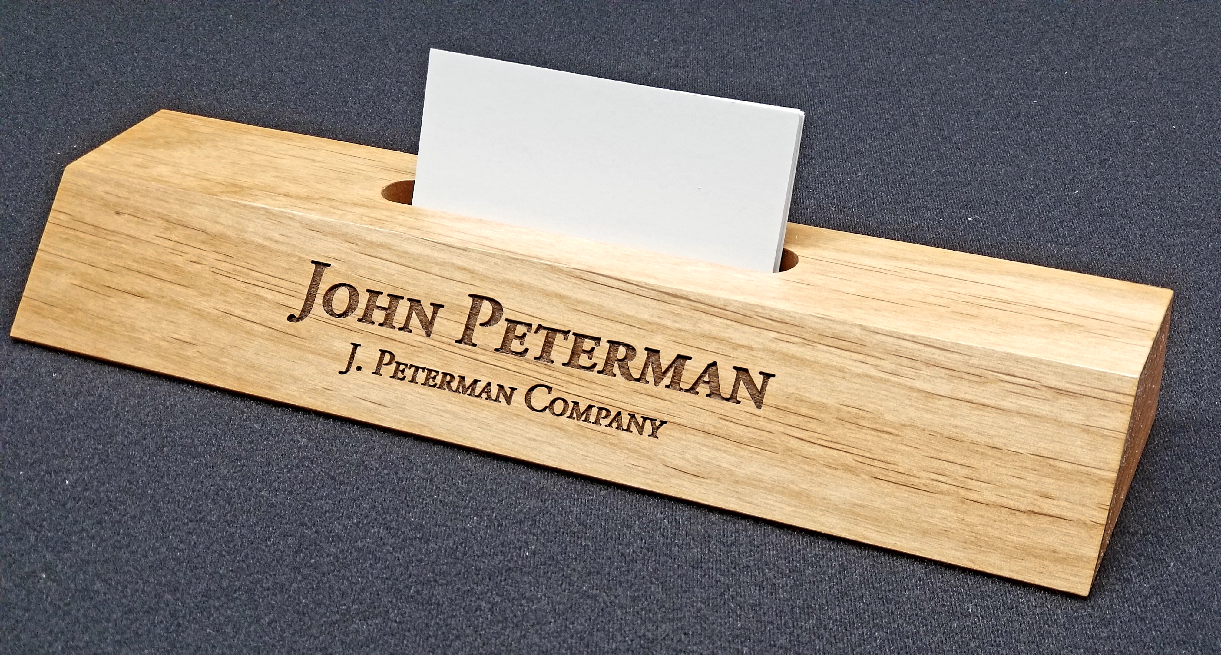 Personalized Black & Gold Desk Wedge With Business Card Holder - Executive Office Name Plate Gift