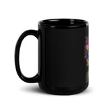 Flower Head Black Glossy Mug