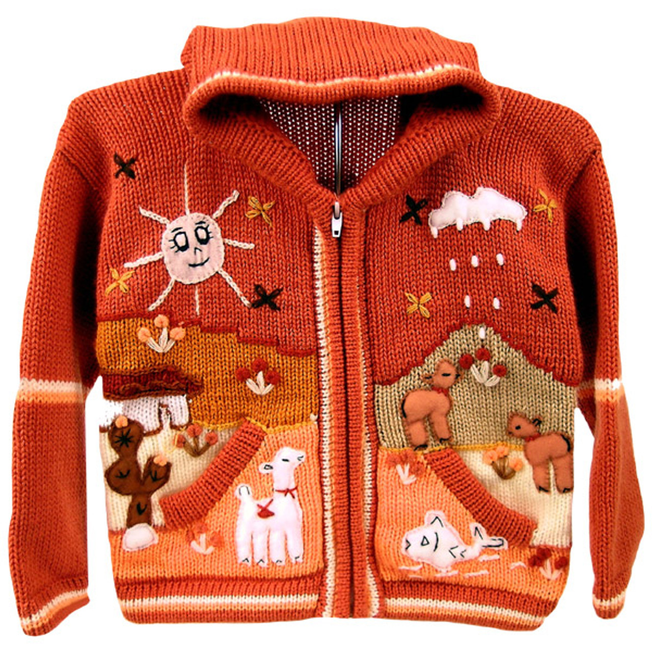 Children's Full Zip Applique Sweater Cotton with Hoodie - Sanyork Fair ...
