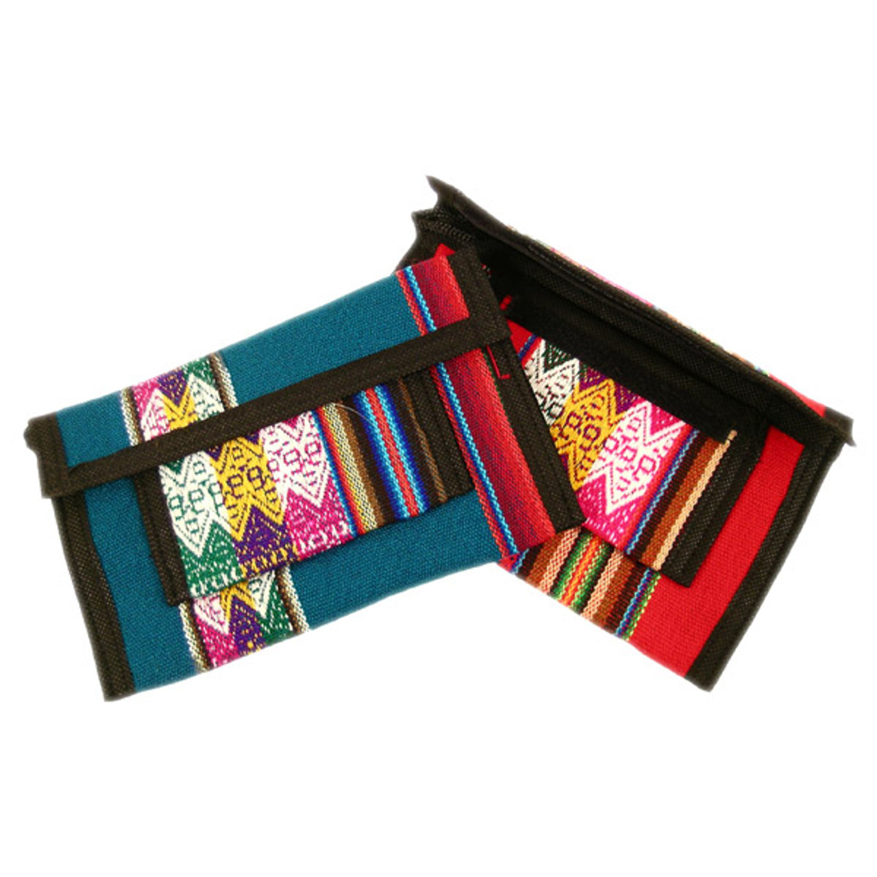 Manta Cotton Woven Purse Wallet With Zipper Velcro Rainbow