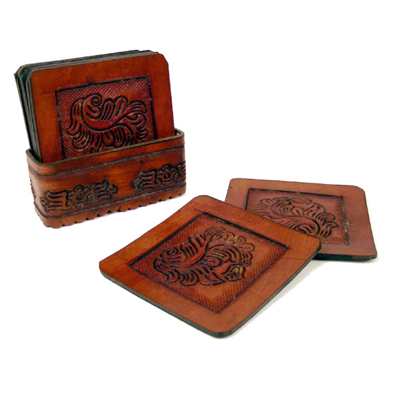 Leather Coaster Set with Tray - Main Street Forge