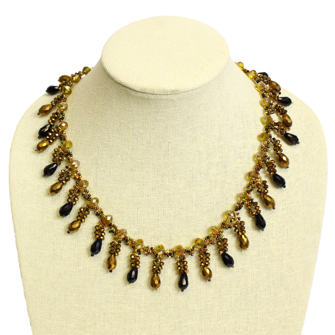 Candela Bronze and Amber Crystals and Glass Necklace Magnetic