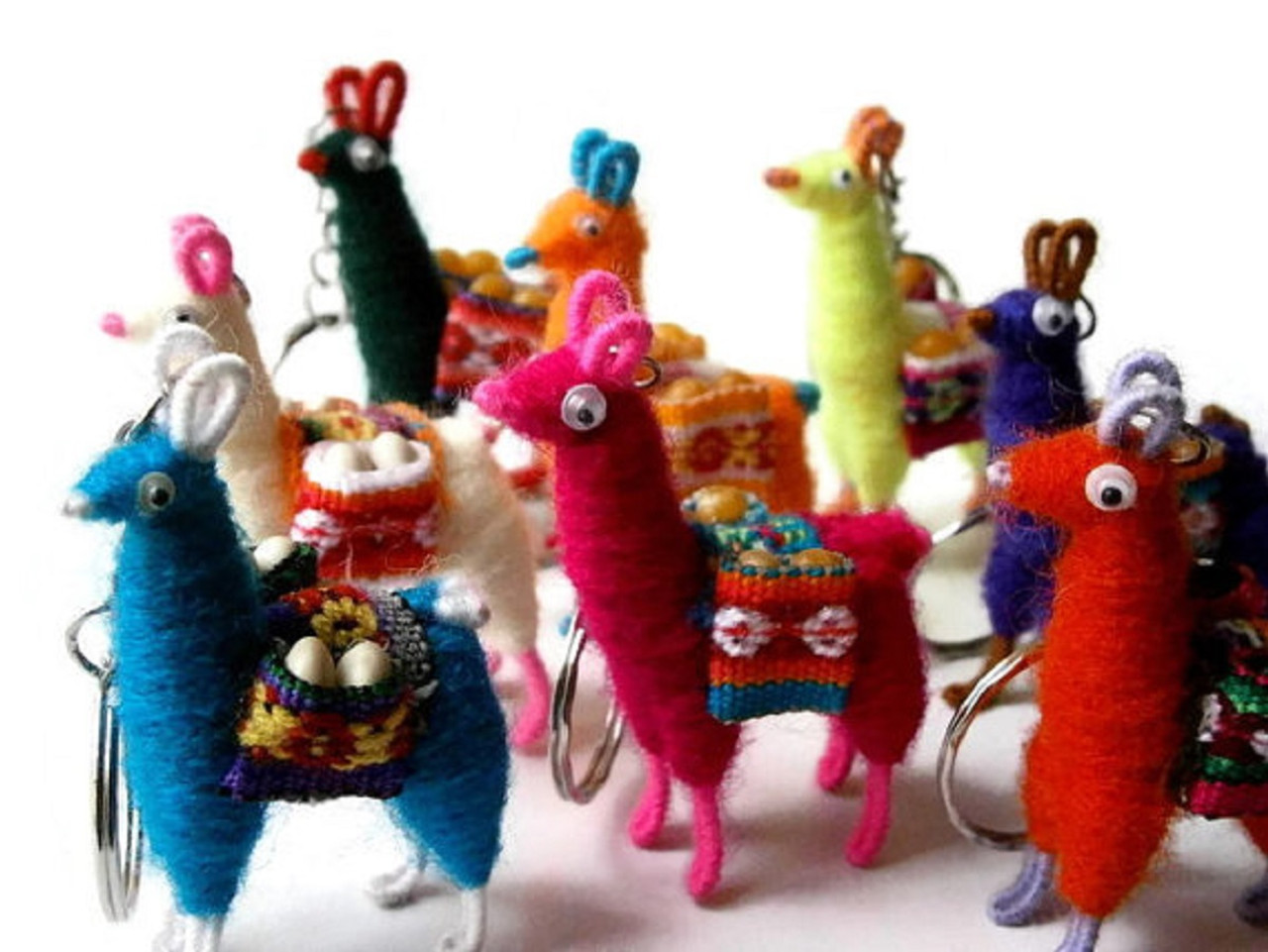 Keyring Alpaca Wool Decoration Miniature Llama Artisan Peru Keychain Sanyork Fair Trade